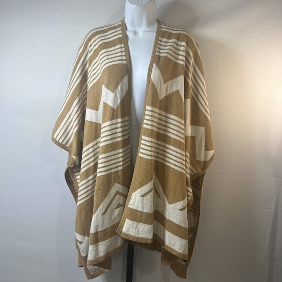 Mossimo Wrap/Shawl/Poncho Open Front  Southwestern Knit Mustard And White OSFM - Picture 1 of 9